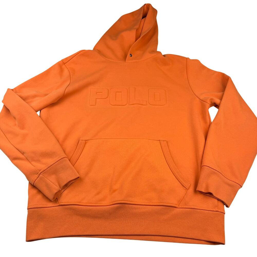 Polo Ralph Lauren Orange Embossed Hoodie Sweatshirt M